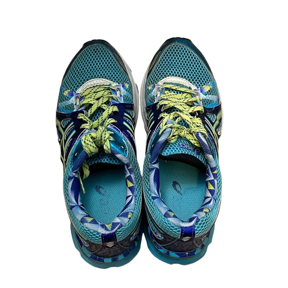 ASICS Women's Blue/Green Gel T48q Bluelime Running Shoe/Sneaker-Size 6.5 - Picture 9 of 13